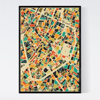 Plan de la ville de Bruxelles - Mosaïque - B2 - Poster encadré 1