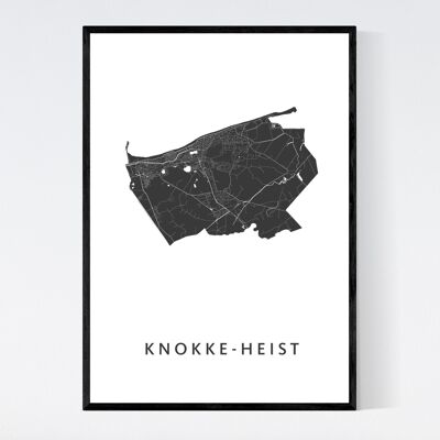 Mapa de la ciudad de Knokke-Heist - B2 - Póster enmarcado