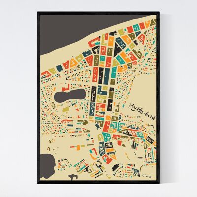 Knokke-Heist Stadtplan - Mosaik - B2 - Gerahmtes Poster