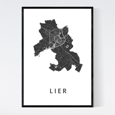 Mappa della città di Lier - B2 - Poster con cornice