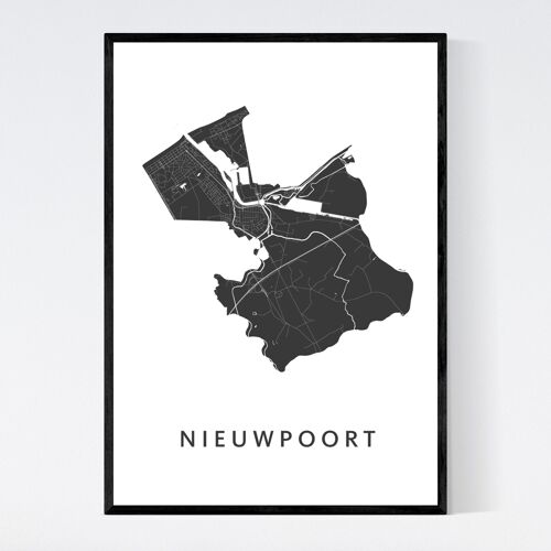 Nieuwpoort City Map - B2  - Framed Poster