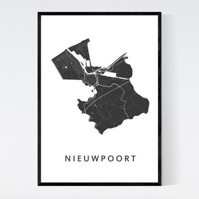Mappa della città di Nieuwpoort - B2 - Poster con cornice