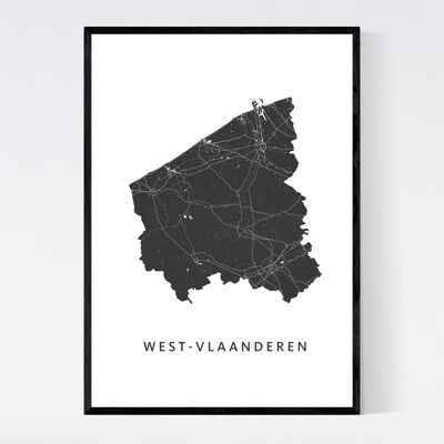 Mapa de la ciudad de West-Vlaanderen - B2 - Póster enmarcado