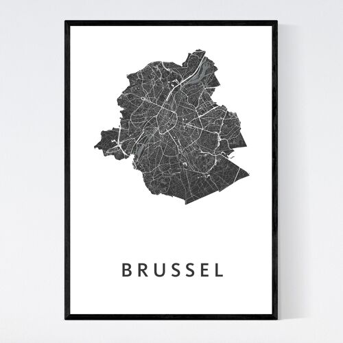 Brussel City Map - A3 - Framed Poster