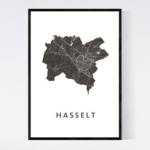 Hasselt City Map  - Framed Poster