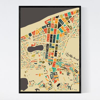 Mapa de la ciudad de Knokke-Heist - Mosaico - A3 - Póster enmarcado