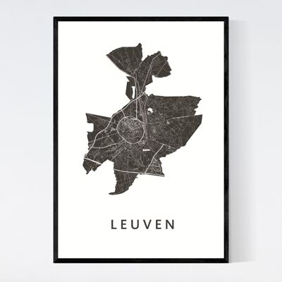 Mappa della città di Lovanio - A3 - Poster con cornice