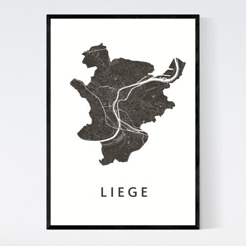 Leige City Map - A3 - Framed Poster