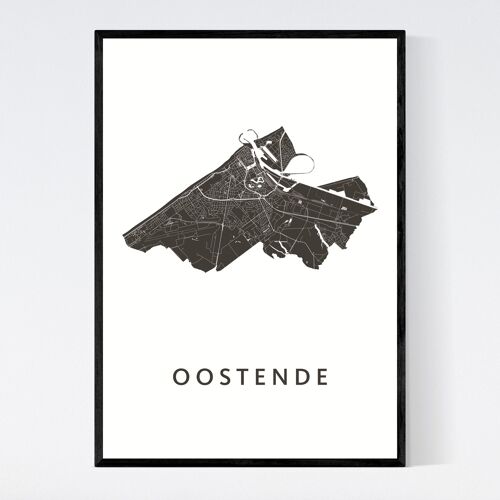 Oostende City Map - A3 - Framed Poster