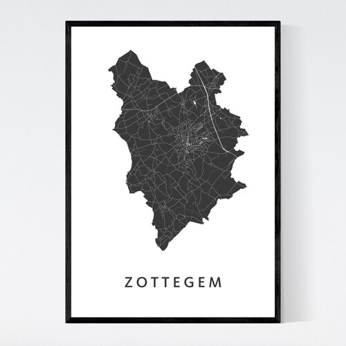 Zottegem City Map - A3 - Framed Poster