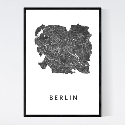 Mapa de la ciudad de Berlín - B2 - Póster enmarcado