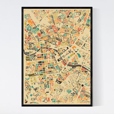 Mapa de la ciudad de Berlín - Mosaico - B2 - Póster enmarcado
