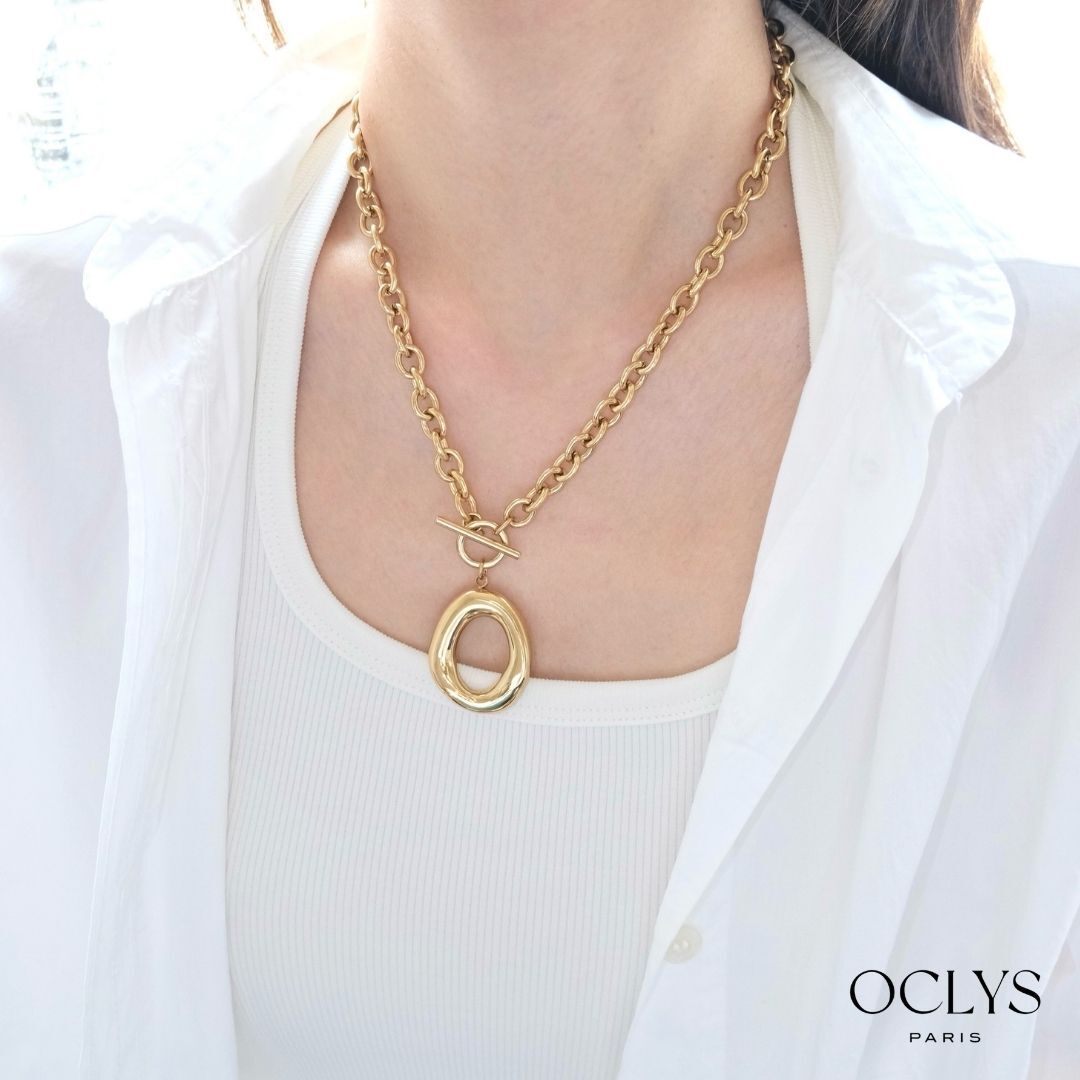 Laura Stainless Steel Oval Necklace