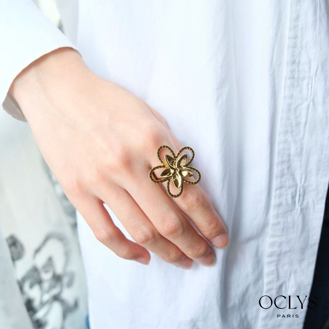 Celia Gold Stainless Steel Flower Ring