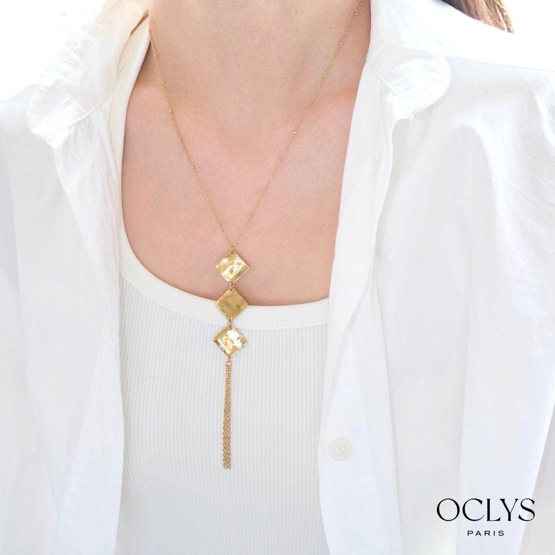 Roka Gold Stainless Steel Square Y Necklace