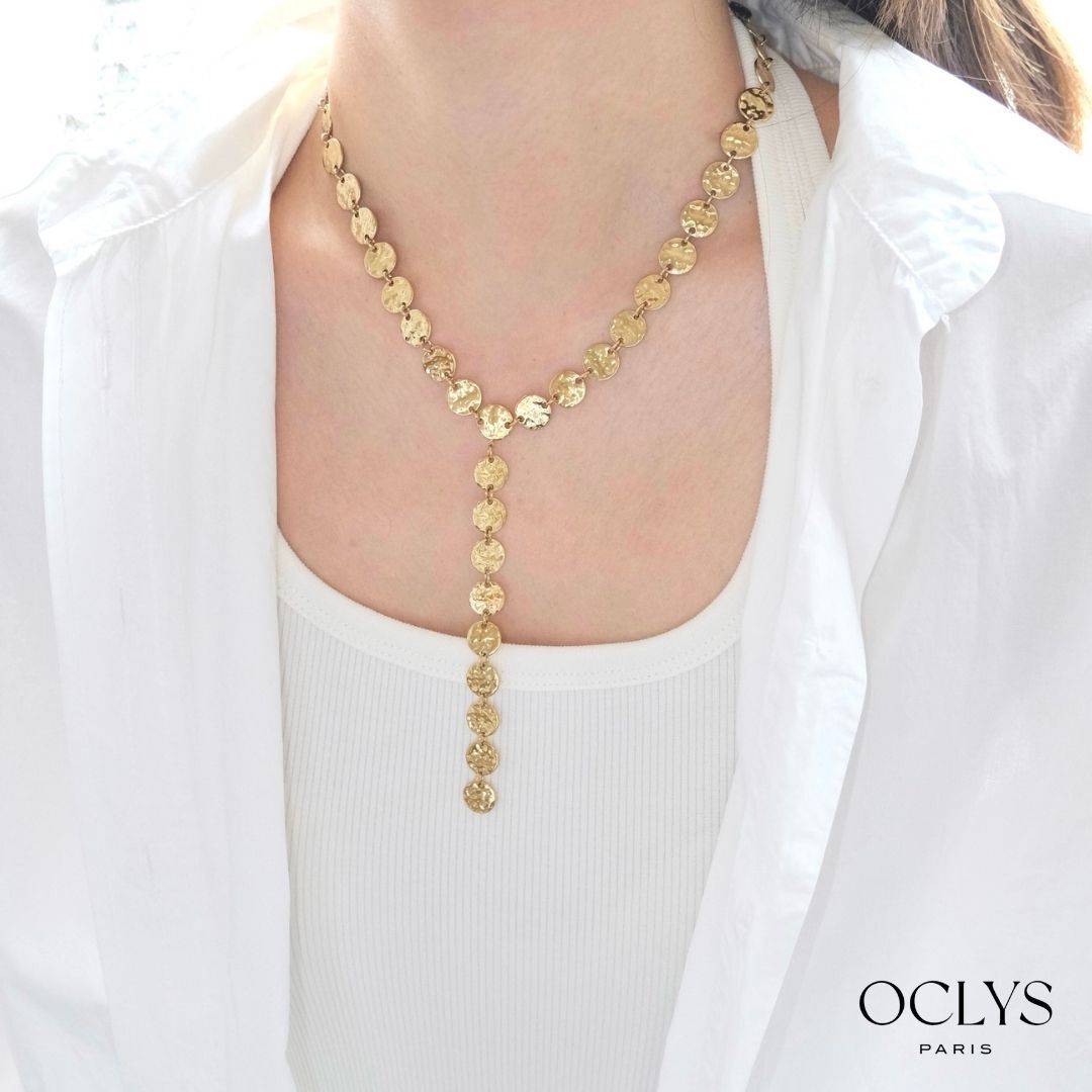 Lila Hammered Stainless Steel Y Necklace