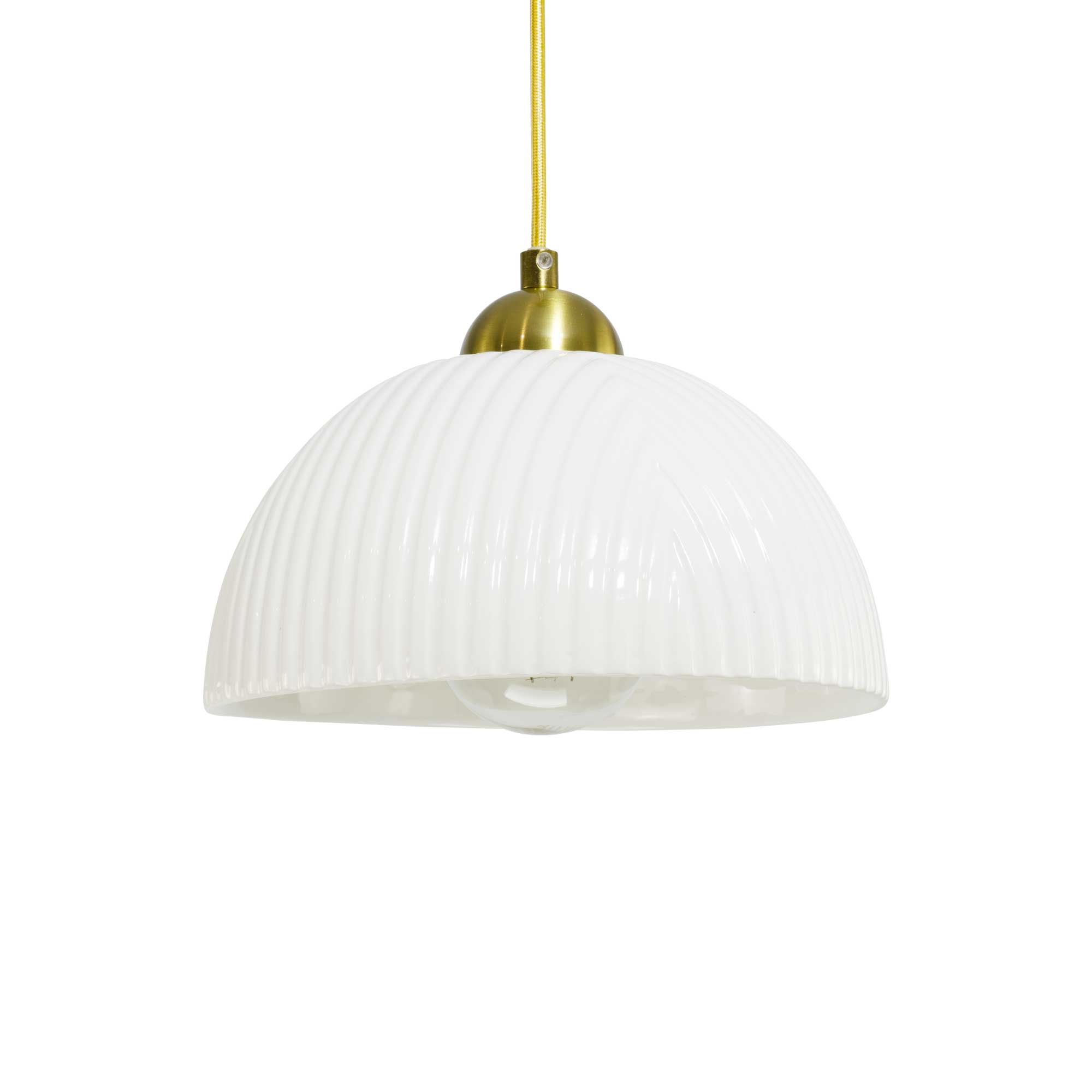 Silane fluted white ceramic pendant light