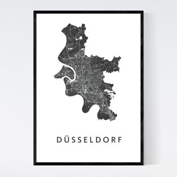 Plan de la ville de Düsseldorf - B2 - Poster encadré 1