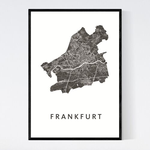 Frankfurt City Map - B2 - Framed Poster