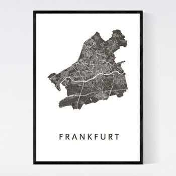 Plan de la ville de Francfort - B2 - Poster encadré 1