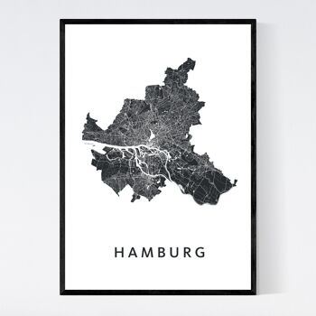 Plan de la ville de Hambourg - B2 - Poster encadré 1