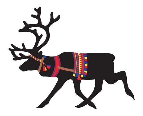 Trivet Mat Reindeer, black, Sami-print