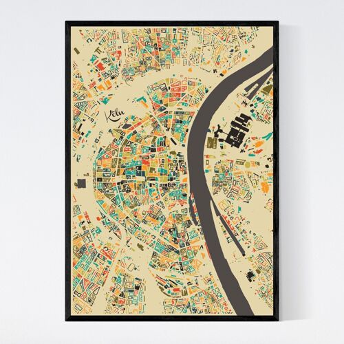 Köln City Map - Mosaic - B2 - Framed Poster