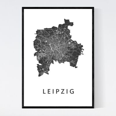 Mappa della città di Lipsia - B2 - Poster con cornice