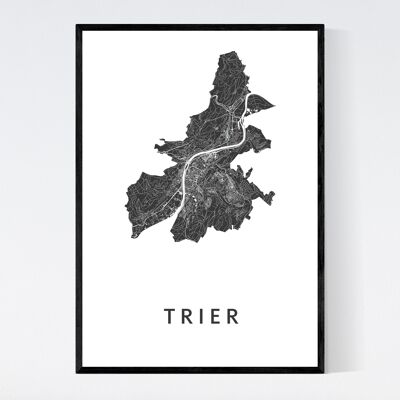 Mapa de la ciudad de Trier - B2 - Póster enmarcado