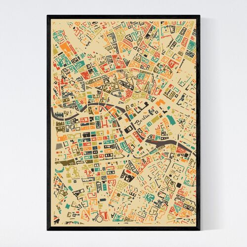 Berlin City Map - Mosaic - A3  - Framed Poster