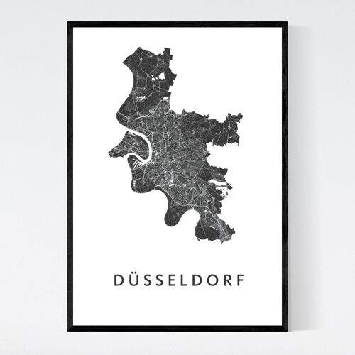 Dusseldorf City Map - A3  - Framed Poster