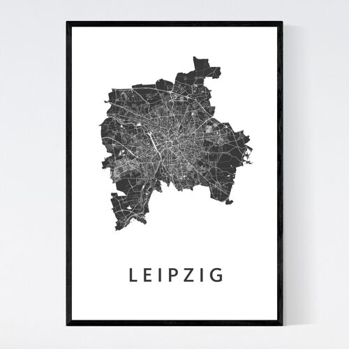 Leipzig City Map - A3  - Framed Poster