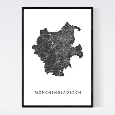 Plan de la ville de Mönchengladbach - A3 - Poster encadré