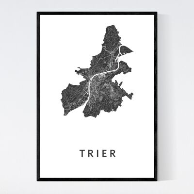 Trier Stadtplan - A3 - Gerahmtes Poster