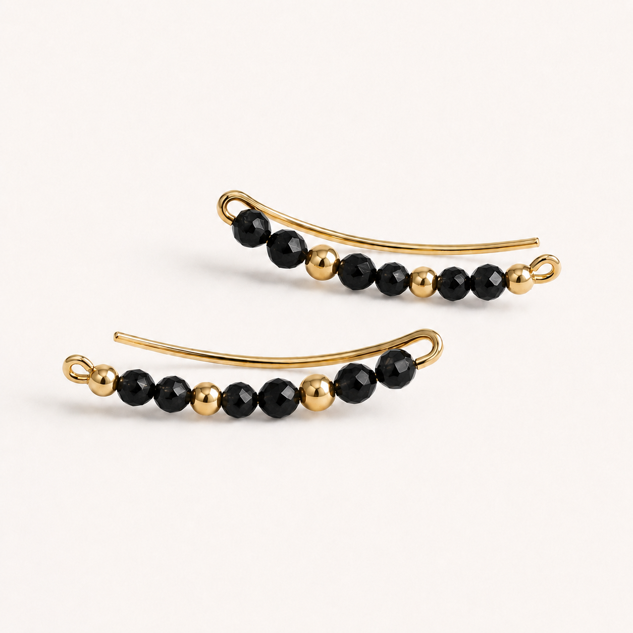 Climbers Black Spinel Earrings