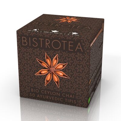 Box of 50 organic Ceylon Chaï black tea teepees