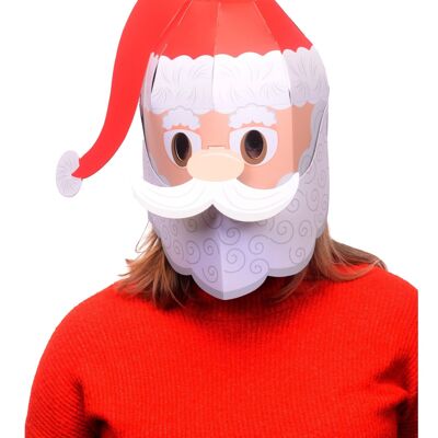 Manualidad con tarjetas con máscara de Papá Noel en 3D: haz tu propia máscara navideña