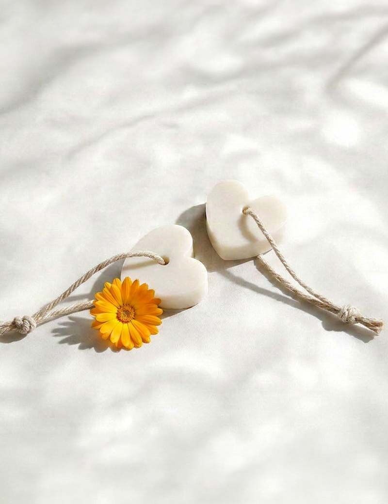 Herzförmige Seife mit Bio-Ringelblumenextrakt und einer Schnur, 85 g
