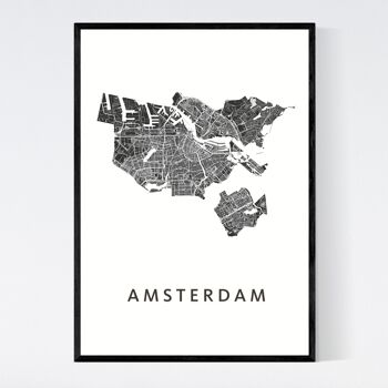 Plan de la ville d'Amsterdam - A3 - Poster encadré 1