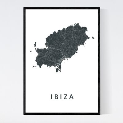 Mapa de la ciudad de Ibiza - B2 - Póster enmarcado