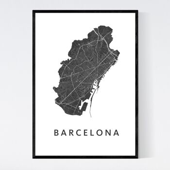 Plan de la ville de Barcelone - A3 - Poster encadré 1