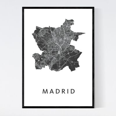 Madrid Stadtplan - A3 - Gerahmtes Poster