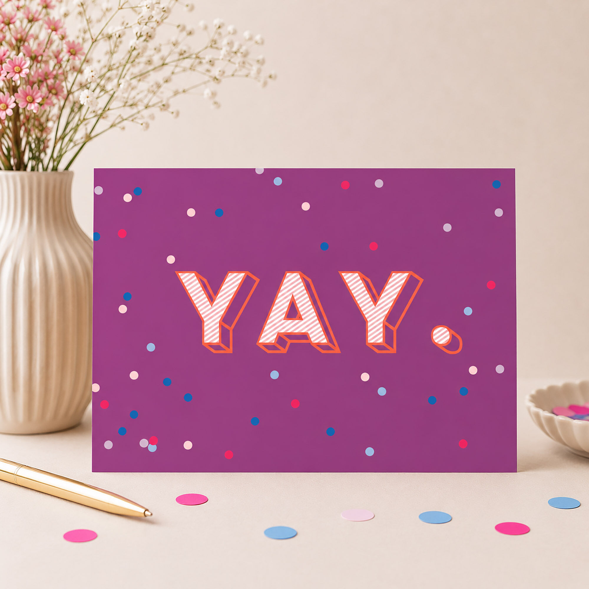 Tarjeta de felicitación “YAY”.“– Tarjeta postal por logros especiales