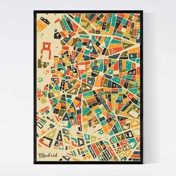 Plan de la ville de Madrid - Mosaïque - A3 - Poster encadré 1