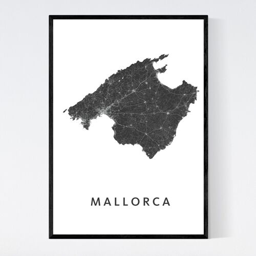Mallorca City Map - A3  - Framed Poster