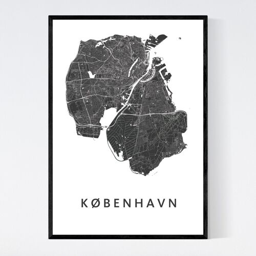 Copenhagen City Map - B2  - Framed Poster