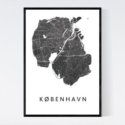 Mappa della città di Copenaghen - B2 - Poster con cornice