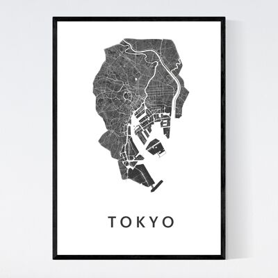 Stadtplan Tokio - B2 - Gerahmtes Poster