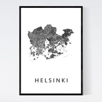 Carte de la ville d'Helsinki - A3 - Poster encadré 1