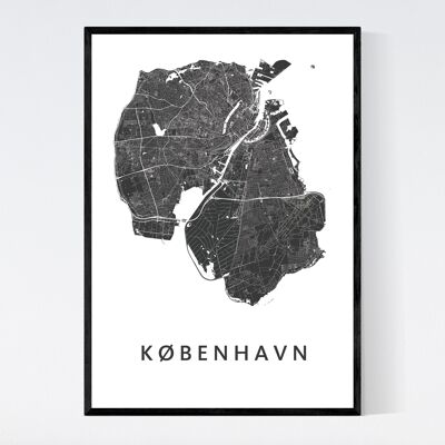Mappa della città di Copenaghen - A3 - Poster con cornice